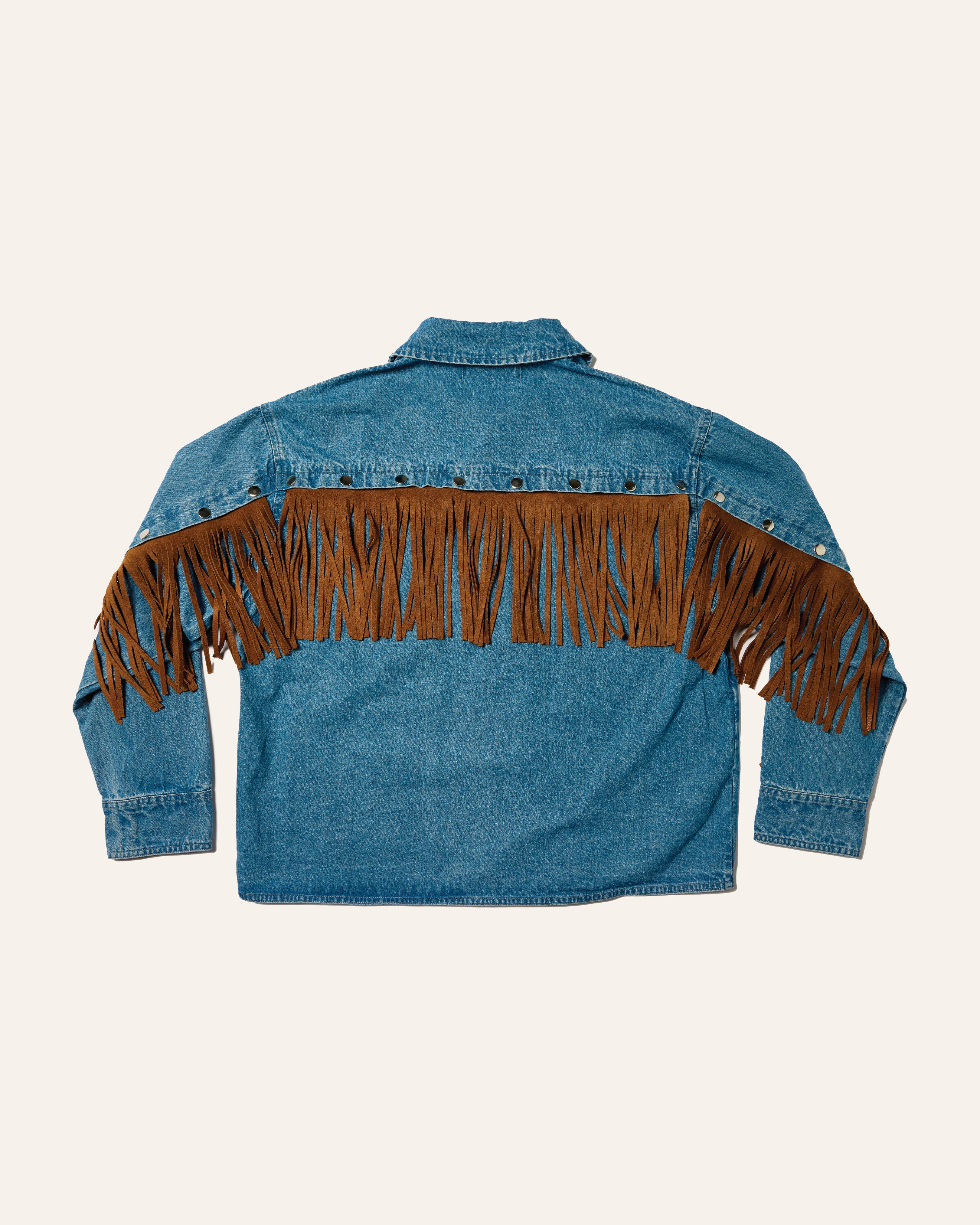 Fringe Studded Denim Chore Jacket | Customizable Denim Jacket