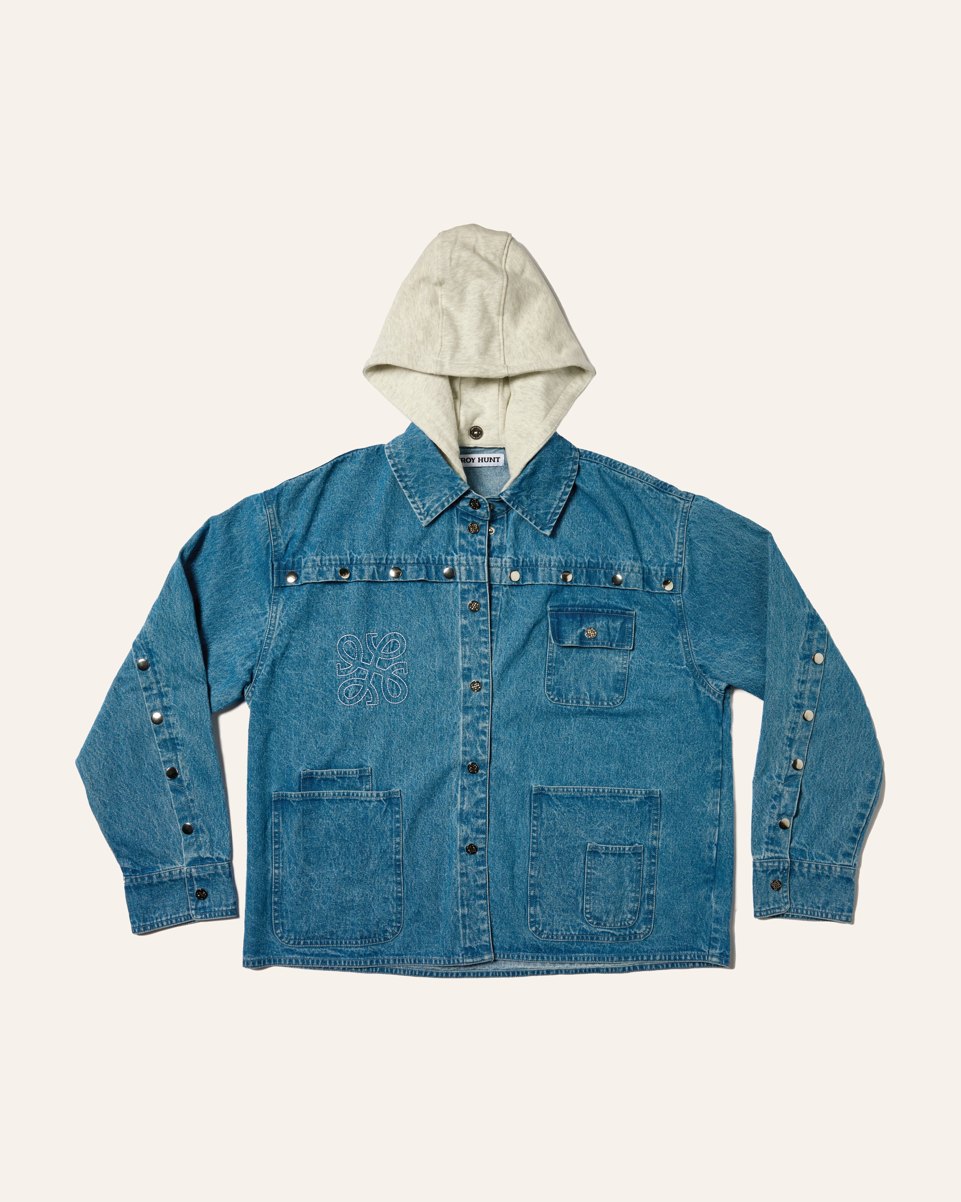 Fringe Studded Denim Chore Jacket | Customizable Denim Jacket